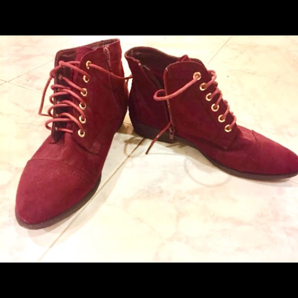 Bamboo Red Ankle Boots